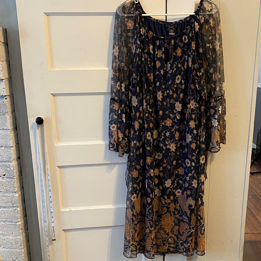 Floral Navy and Gold Women's Dress